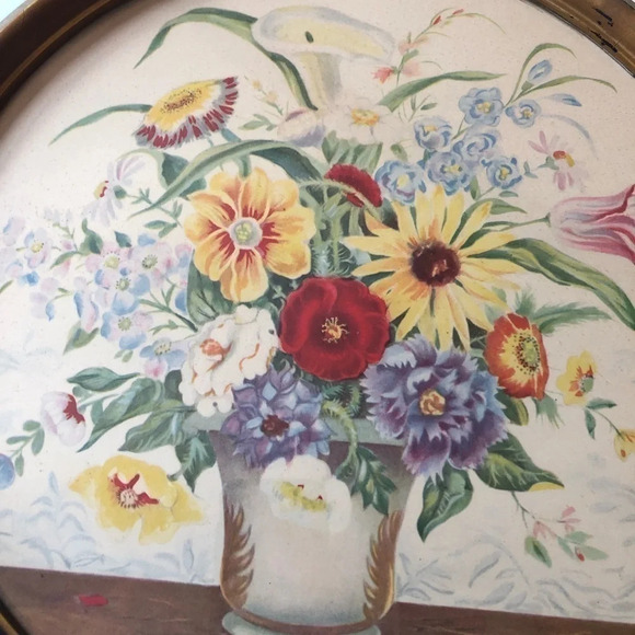 Vtg Round Frame  Floral Wall Decor - Picture 4 of 8